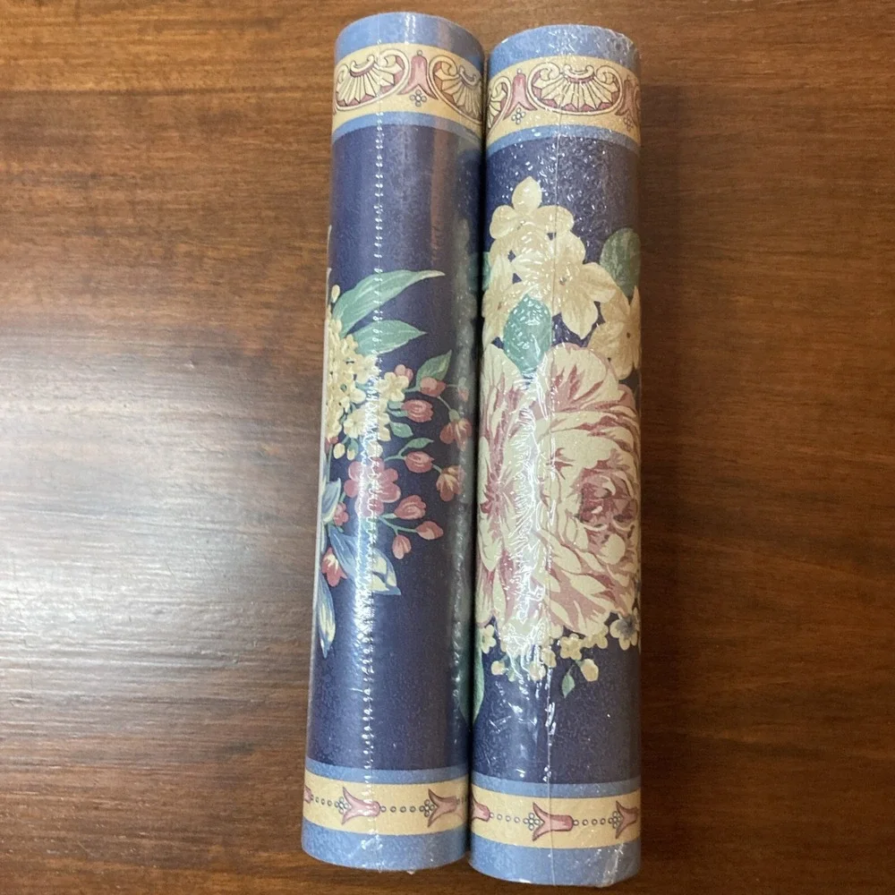 Imperial Coordinated Borders Wallpaper Border 5 yd Lot of 2 Blue Floral ME8192B